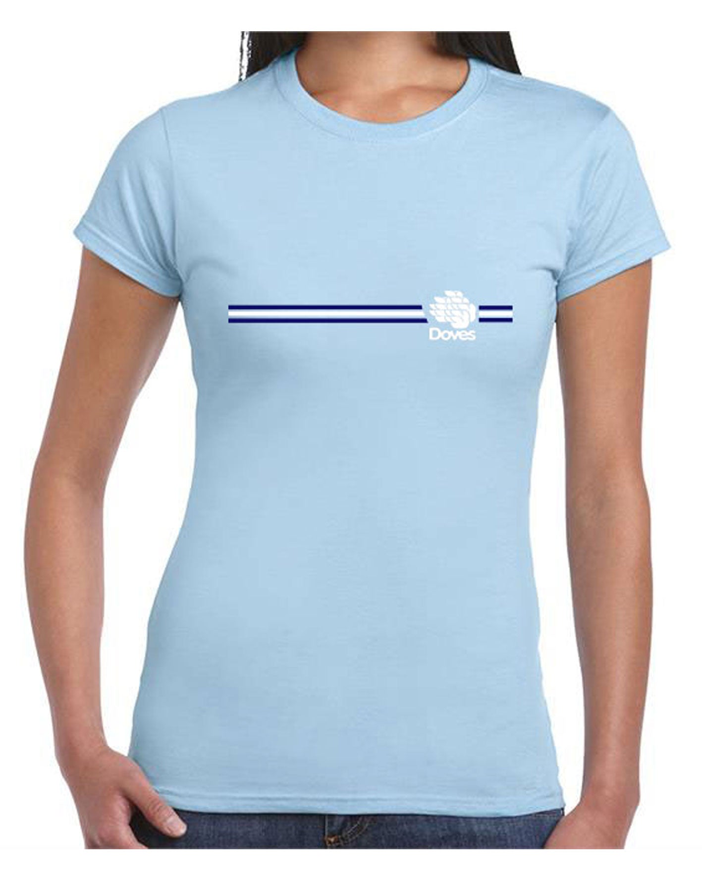 Doves Stripe T Shirt Sky Blue